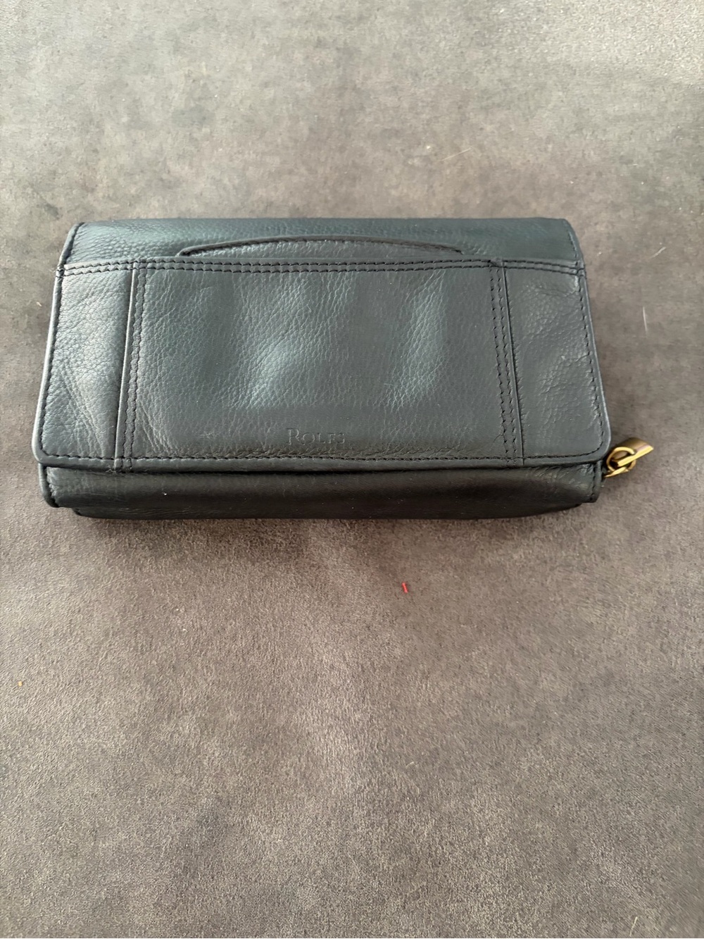 Rolfs Black Leather Organizer Wallet Clutch